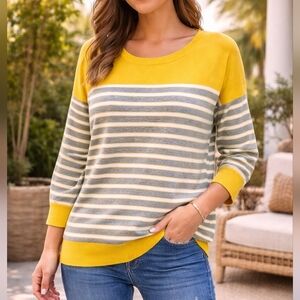 Banana Republic Size S Mustard & Gray Striped Sweater - Great Condition!